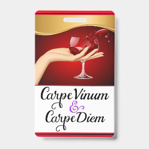 Seize the Wine Seize the Day Lanyard Badge ID Badge