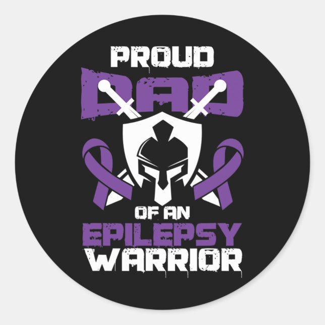 Seizure Disorder Awareness Proud Dad Of Epilepsy W Classic Round Sticker (Front)