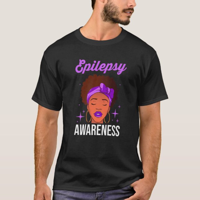 Seizure Disorder Purple Ribbon Epilepsy Awareness T-Shirt (Front)