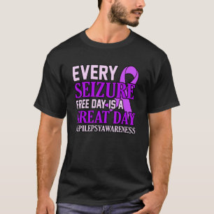 Seizure Free Day Epilepsy Awareness Purple Ribbon  T-Shirt