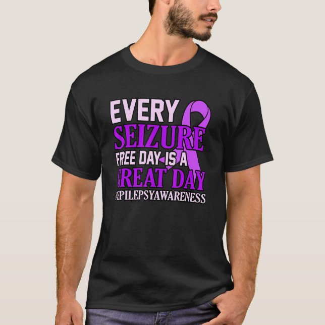 Seizure Free Day Epilepsy Awareness Purple Ribbon  T-Shirt (Front)