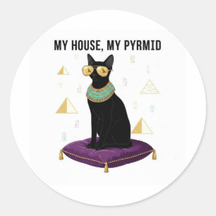 Sekhment Egyptian Cat Bastet Goddess Pyramid Classic Round Sticker