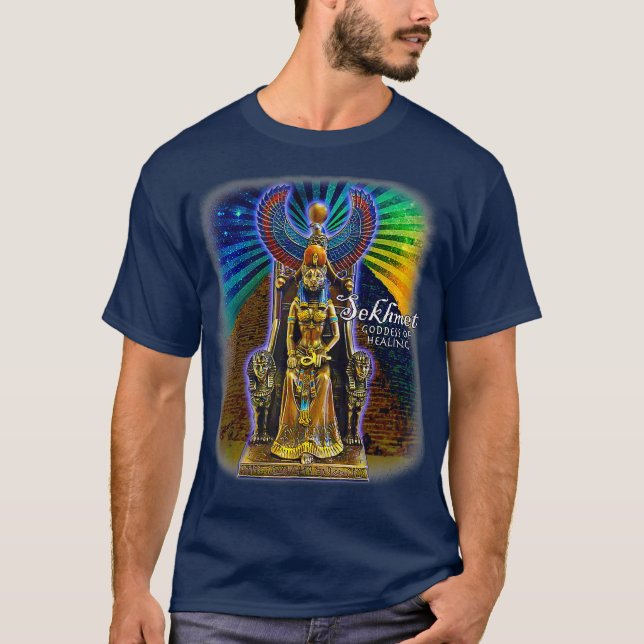 Sekhmet Lioness Egyptian Goddess of Healing Text T-Shirt (Front)
