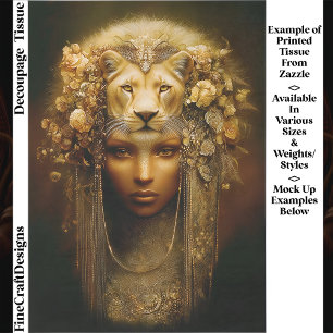 Sekhmet Lioness Goddess Portrait EW1 Decoupage Tissue Paper