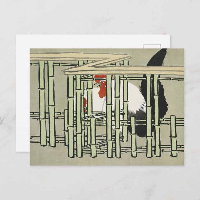 Sekka Roosters from Momoyogusa Japanese Art Postcard (Front/Back)