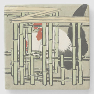 Sekka Roosters from Momoyogusa Japanese Art Stone Coaster