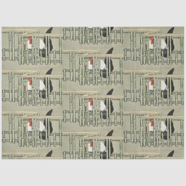 Sekka Roosters from Momoyogusa Japanese Art Tissue Paper (Front)