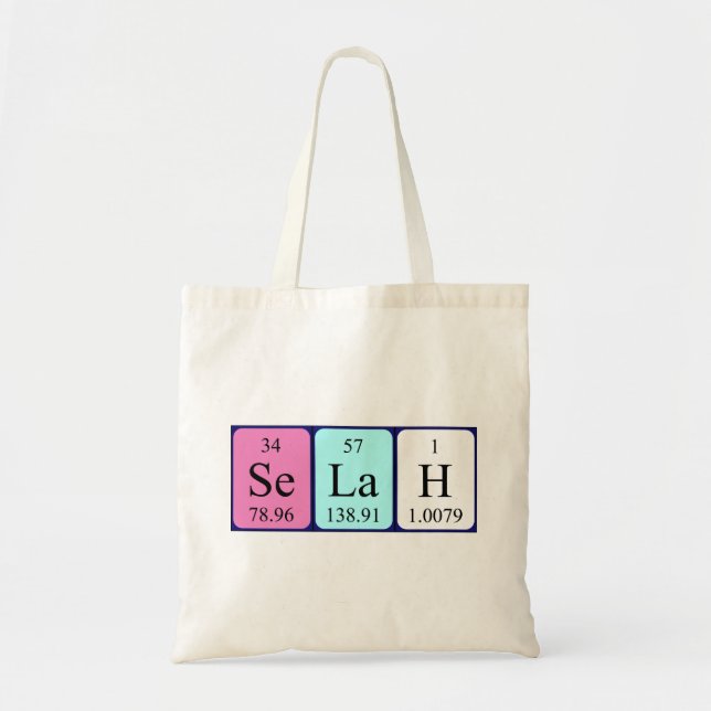 Selah periodic table name tote bag (Front)