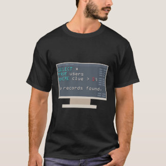 Select From Users Where Clue Greater Than 0 Comput T-Shirt