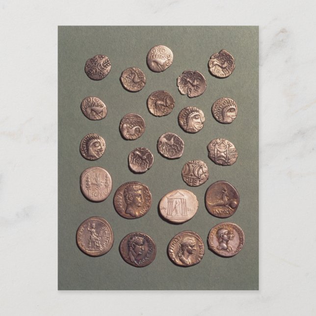 Selection Celtic and Roman  coins found Postcard (Front)