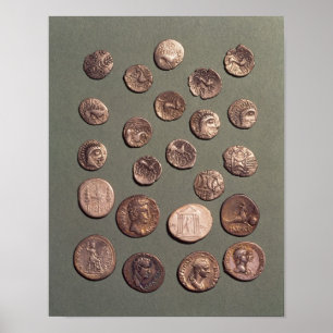Selection Celtic and Roman coins found Poster