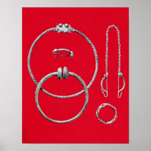 Selection jewellery, including brooch poster