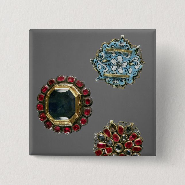 Selection of costume brooches 15 cm square badge (Front)