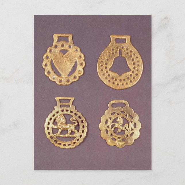 Selection of horse brasses postcard (Front)