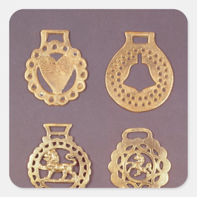 Selection of horse brasses square sticker (Front)