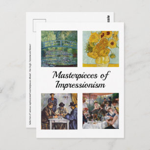 Selection of various impressionist masterpieces postcard