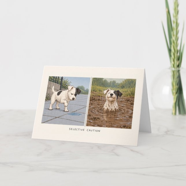 Selective Caution Funny Muddy Dog Card (Front)