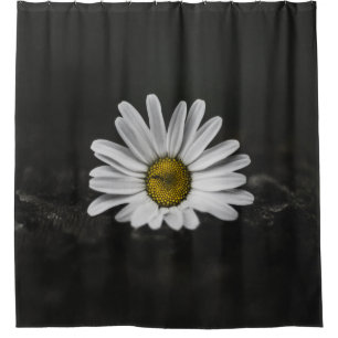 SELECTIVE COLOR PHOTO OF WHITE DAISY SHOWER CURTAIN