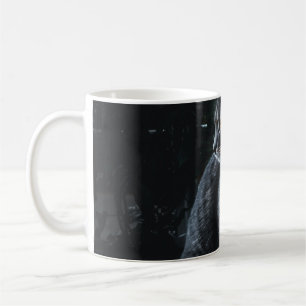 SELECTIVE FOCUS OF SILVER TABBY CAT COFFEE MUG