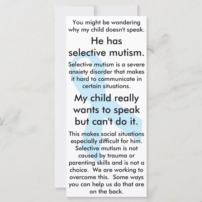 Selective Mutism Do's and Don'ts (male) (Front)