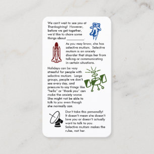 Selective Mutism Get Together Girl Business Card