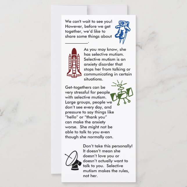 Selective Mutism Get Together Girl Flat Card (Front)