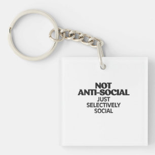 Selectively Social Statement Typography Design Key Ring