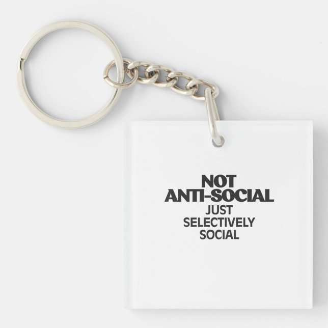 Selectively Social Statement Typography Design Key Ring (Front)