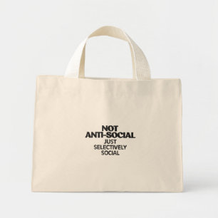 Selectively Social Statement Typography Design Mini Tote Bag