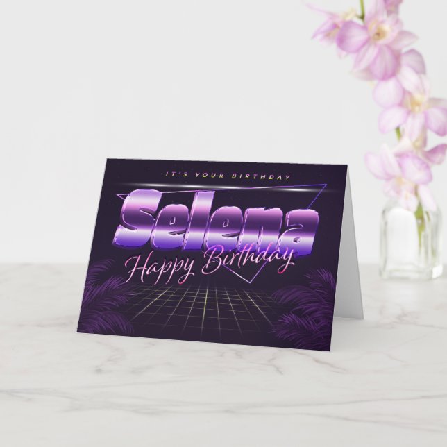 Selena Name First name pura retro card Birthday (Orchid)