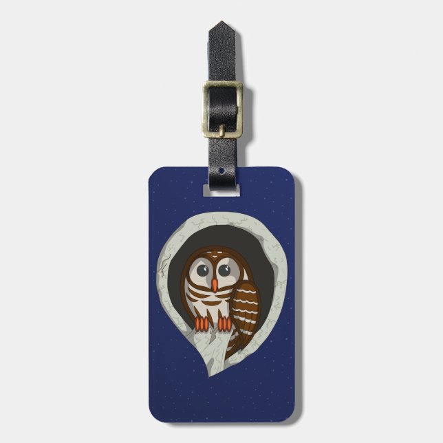 Selene the Owl Luggage Tag (Front Vertical)