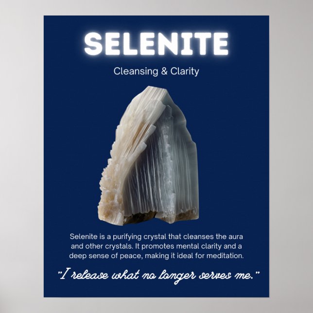Selenite Stone Crystal Meaning Poster (Front)