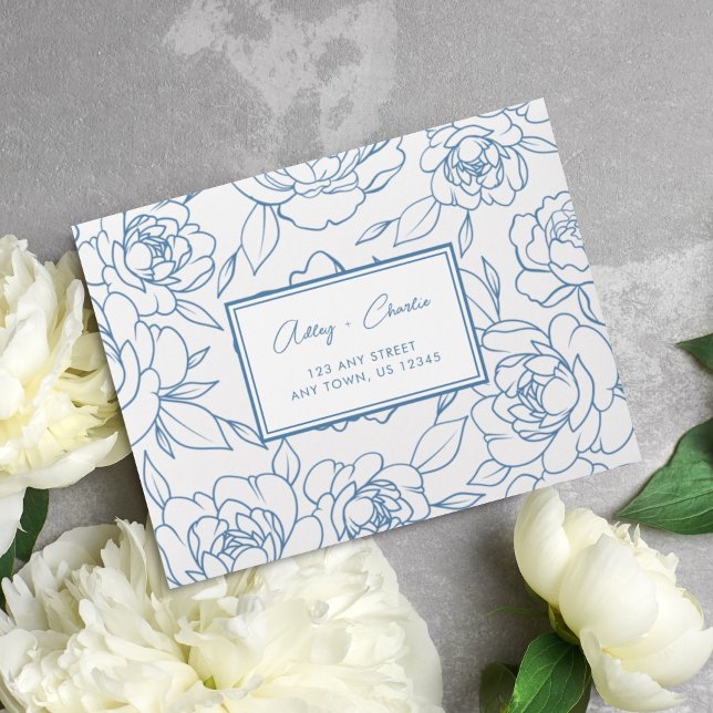 Self Addressed Dusty Blue White Botanical Wedding Envelope (Creator Uploaded)