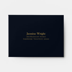 Self Addressed Navy Blue with Gold Text Wedding Envelope