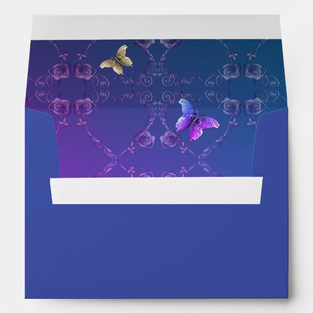 Self Addressed Romantic Rose & Purple Envelope (Back (Bottom))