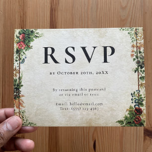 Self Addressed RSVP Vintage Garden Cottagecore Postcard