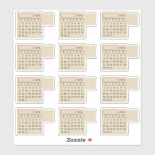 Self Adhesive Index Tabs Monthly Generic Calendar