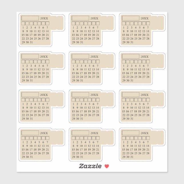 Self Adhesive Index Tabs Monthly Generic Calendar (Sheet)