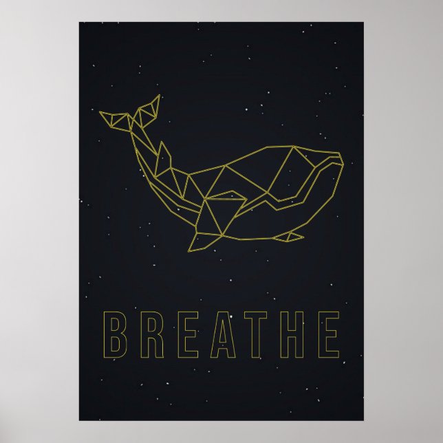 Self-care affirmation poster origami whale breath (Front)