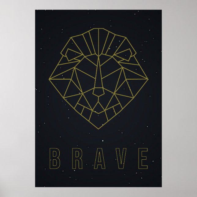 self-care affirmation poster yellow origami lion (Front)