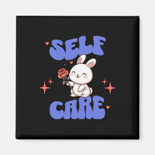 Self Care American Traditional Rose Bunny Sticker Magnet