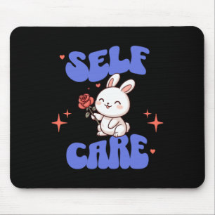 Self Care American Traditional Rose Bunny Sticker Mouse Mat