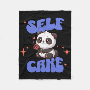 Self Care American Traditional Rose Panda Sticker  Fleece Blanket