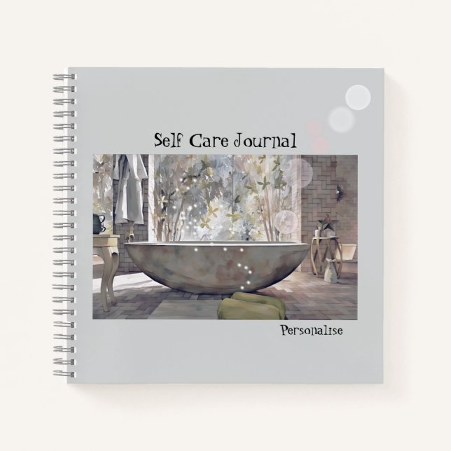 Self Care Bathtub Bubbles Personal Grey Journal (Front)