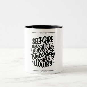 Self care Black Minimalist Quotes Mug
