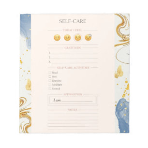 Self Care blush pink Planner gold luxury watercolo Notepad