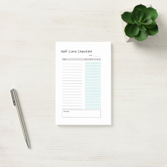 self care checklist custom letterhead post-it notes (Office)