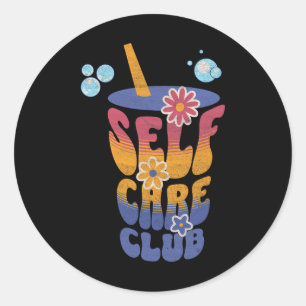 Self Care Club Cute Flowers Positivity Yoga Medita Classic Round Sticker