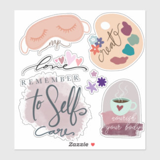 self care Custom-Cut Vinyl Stickers