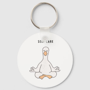 Self Care Goose - Funny Minimalist Yoga Zen Lover Key Ring